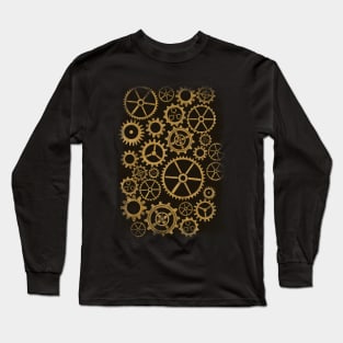 SteamPunk Golden Gears Long Sleeve T-Shirt